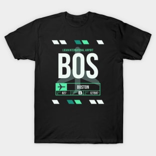 Boston (BOS) Airport Code Baggage Tag T-Shirt